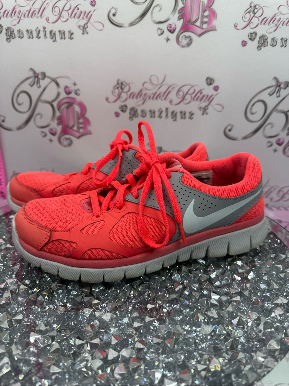 Nike neon shoes sneakers vintage Coral Pink and Gray 2012 Running Sneakers